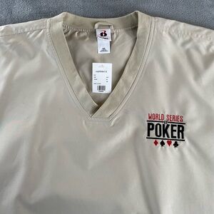 World Series of Poker Jacket Golf Windbreaker 3XL Beige V-Neck Embroidered New